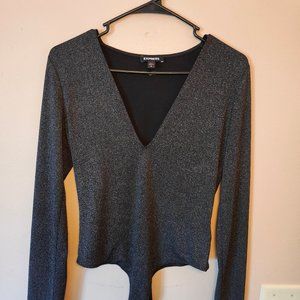 Express Bodysuit Black with Grey Shimmer